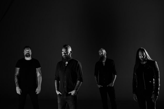 in flames